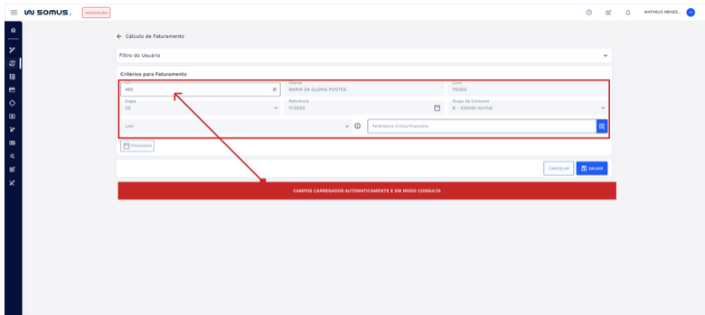 Figura 9: Campos carregados automaticamente