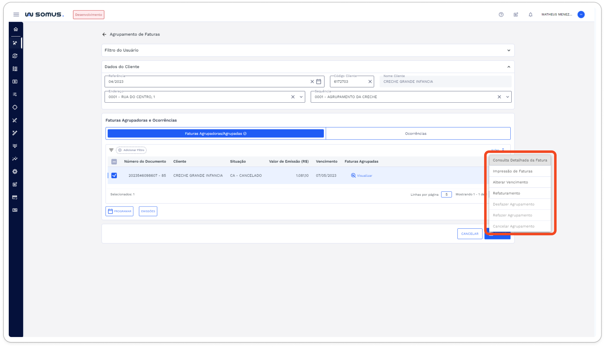 Figura 10: Lista de ações