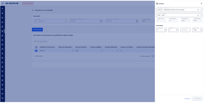 Figura 10: Janela Análise em modo de edição