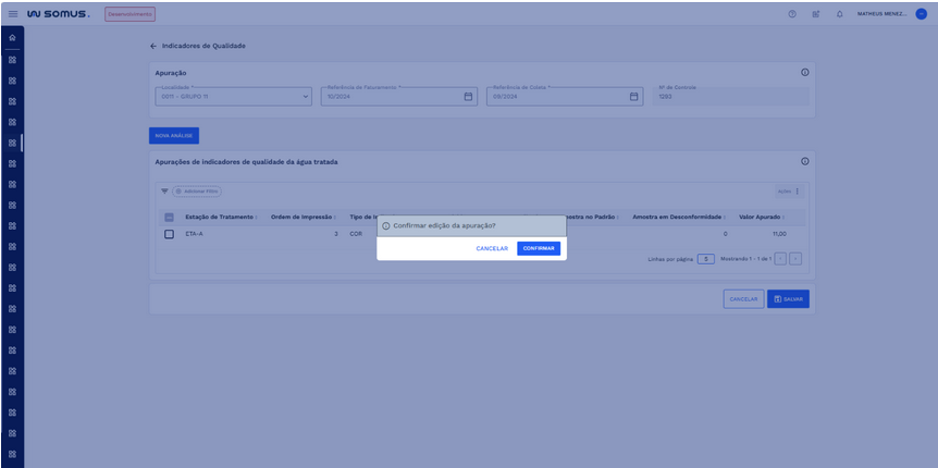 Figura 11: Caixa de diálogo - Confirmação de edição