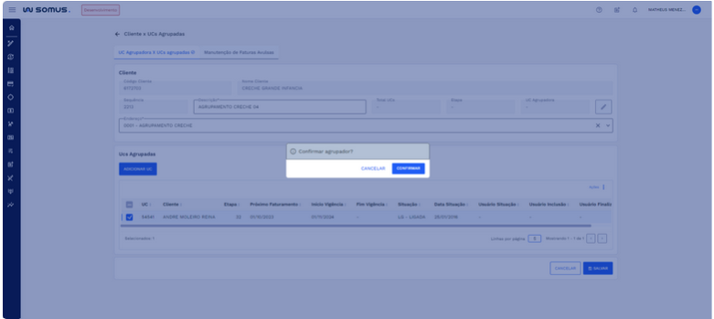 Figura 12: Caixa de diálogo: Confirma agrupador