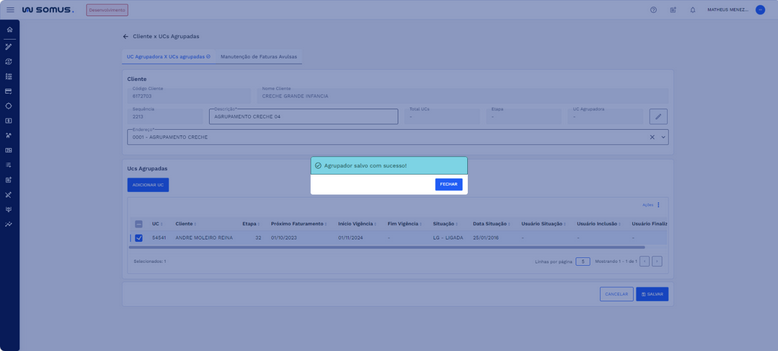 Figura 12: Caixa de diálogo: mensagem de sucesso do cadastro