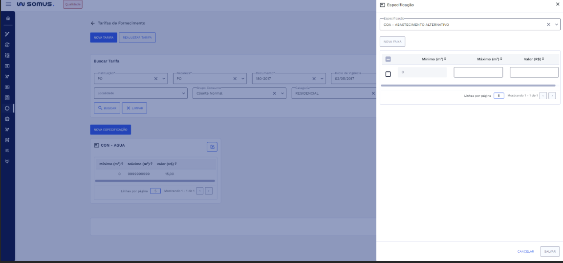 Figura 13: Linha de faixa criada
