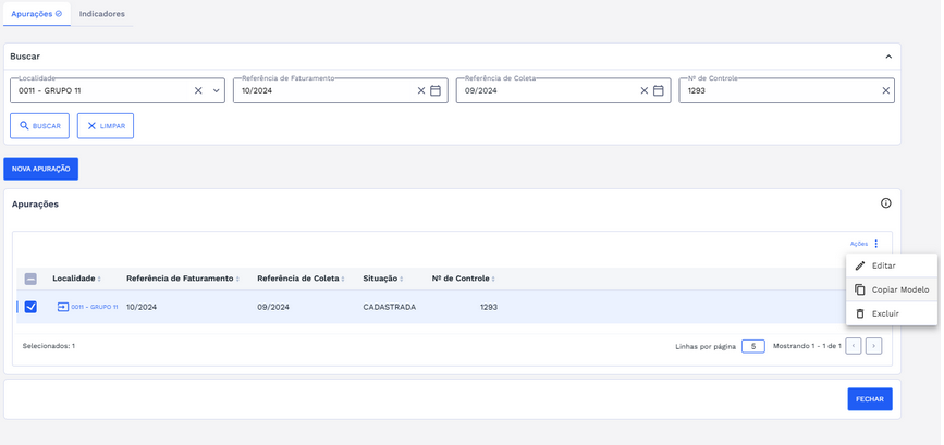 Figura 13: Item da Lista – Copiar modelo