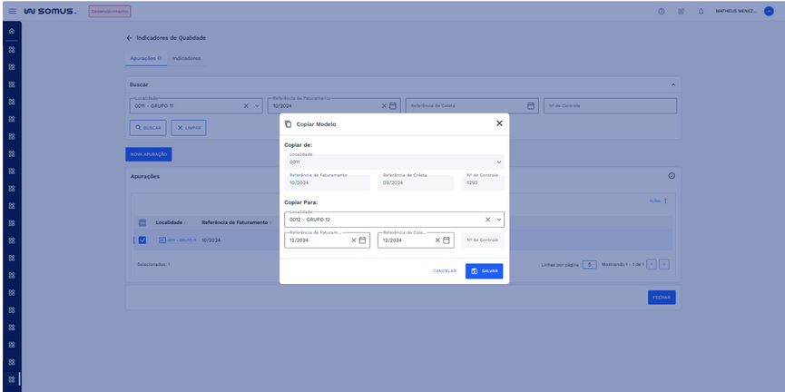 Figura 14: Janela Copiar Modelo – Dados preenchidos