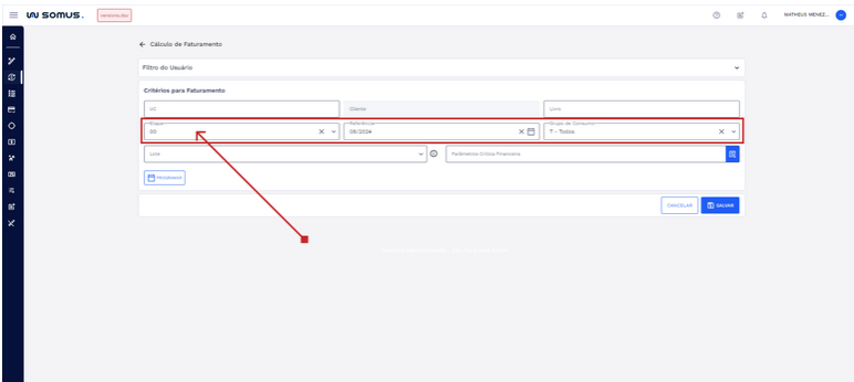 Figura 14: Campos obrigatórios cálculo por etapa