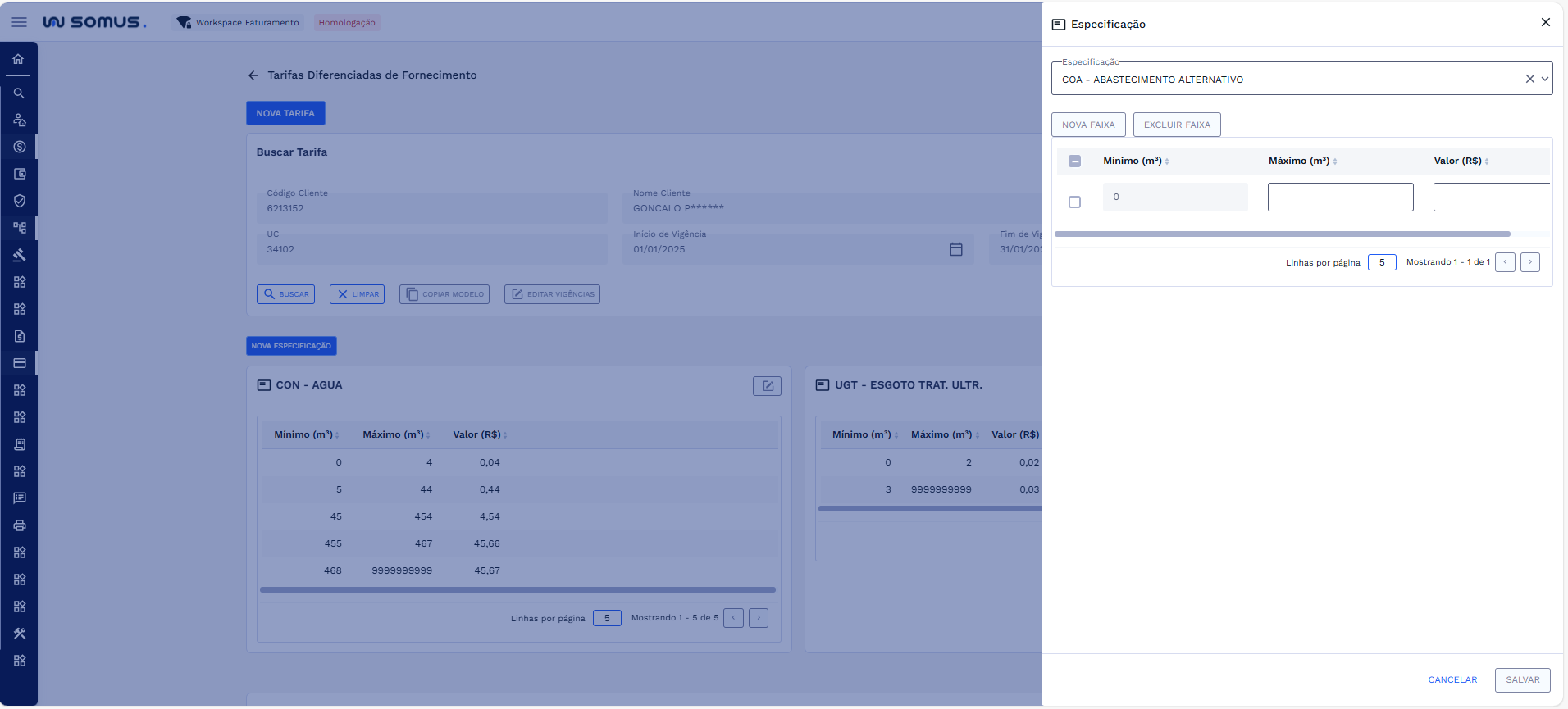 Linha de faixa criada