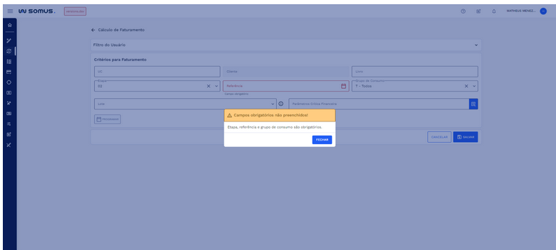 Figura 16: Alerta – Campos Obrigatórios