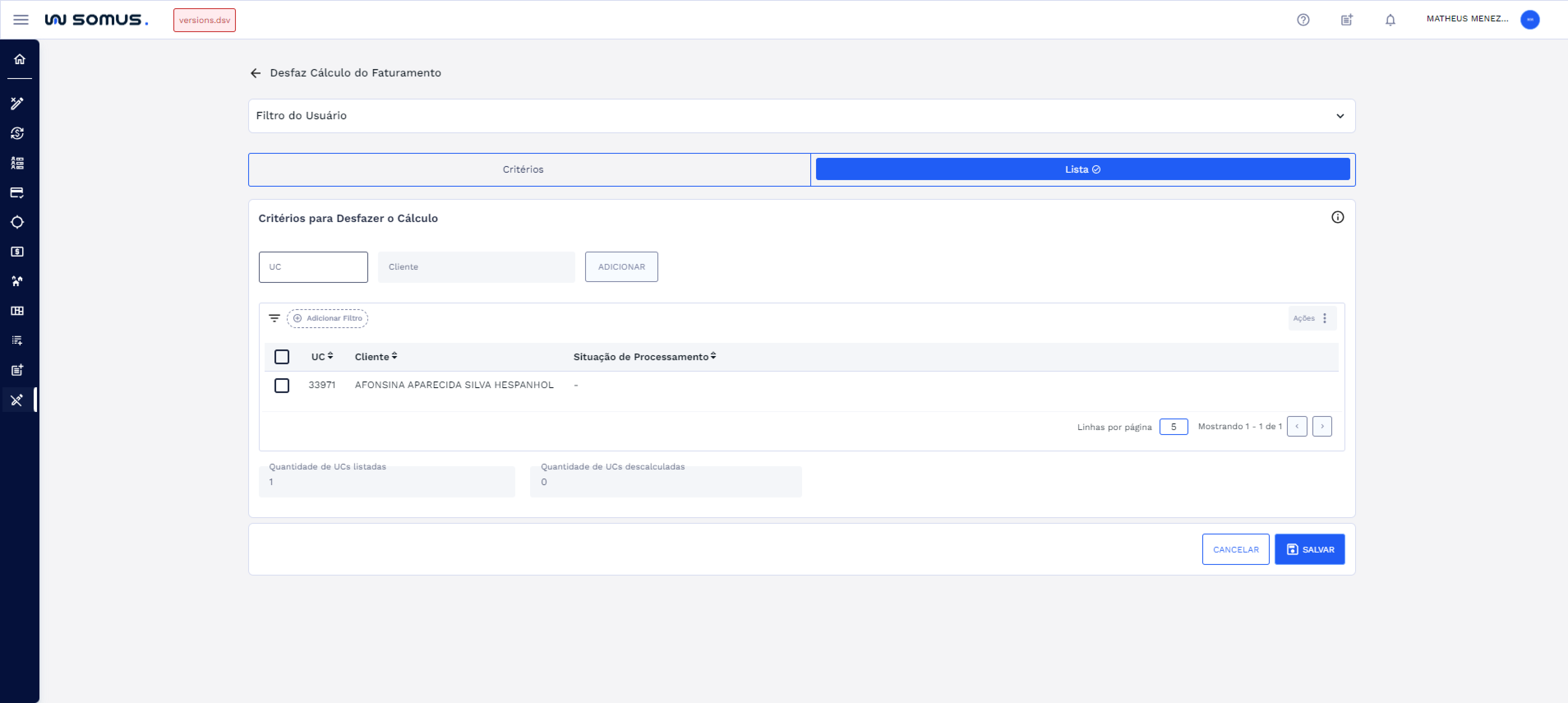 Figura 17: UC apta para ser adicionada à lista