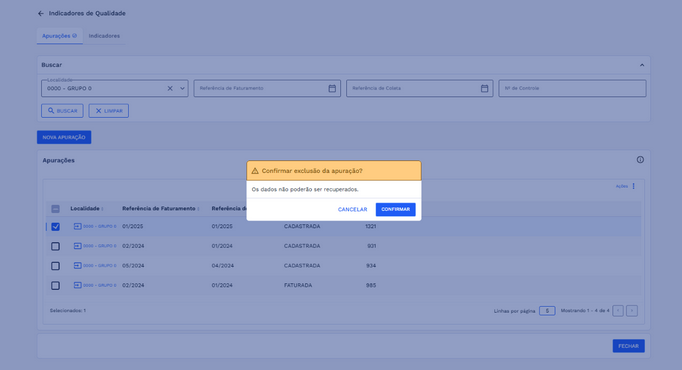 Figura 18: Caixa de diálogo - Confirmação de exclusão