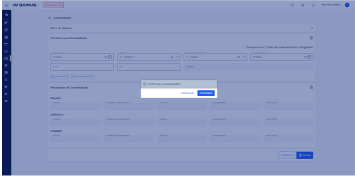 Figura 20: Caixa de Diálogo - Confirmar consolidação