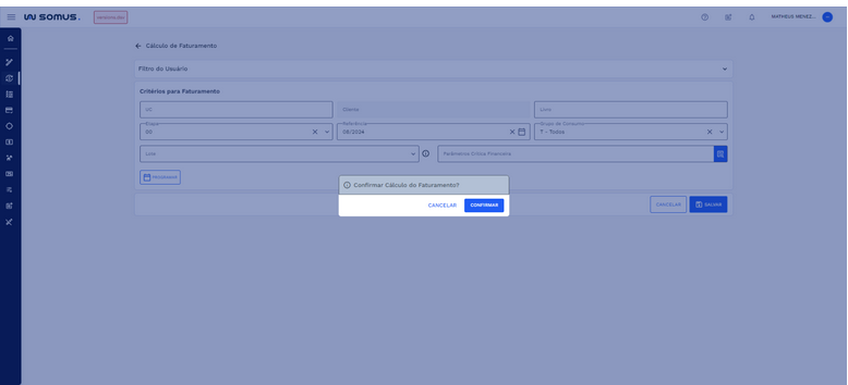 Figura 18: Caixa de Diálogo - Confirmar cálculo do faturamento