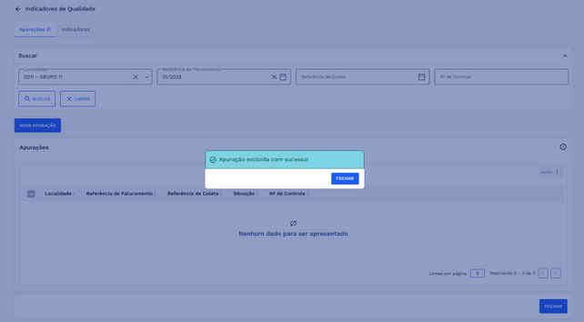 Figura 19: Caixa de diálogo - Sucesso na exclusão