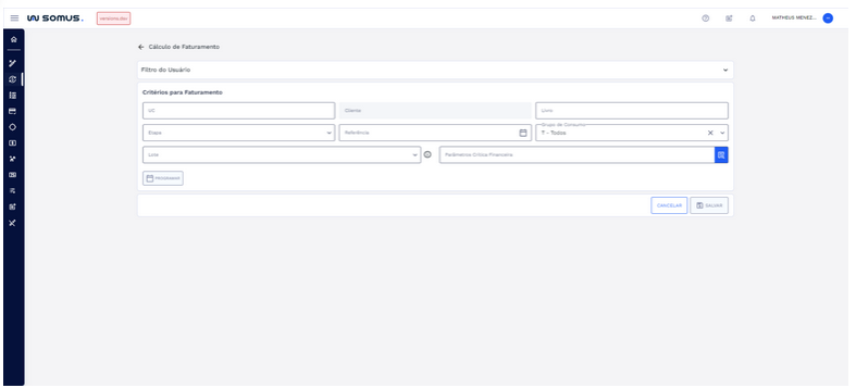 Figura 2: Tela inicial - Cálculo do Faturamento