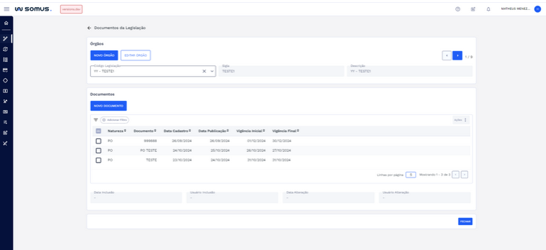 Figura 2: Tela inicial Documentos da Legislação