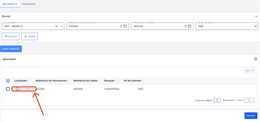 Figura 20: Botão para acessar os dados da apuração