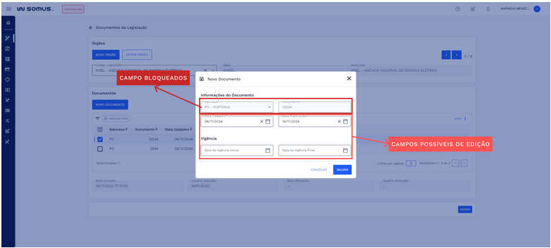 Figura 20: Janela Novo Documento em Modo Edição
