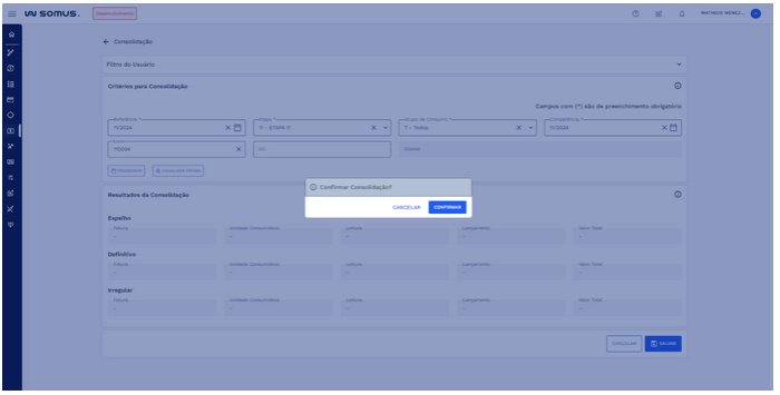 Figura 24: Caixa de Diálogo: Confirmar Consolidação