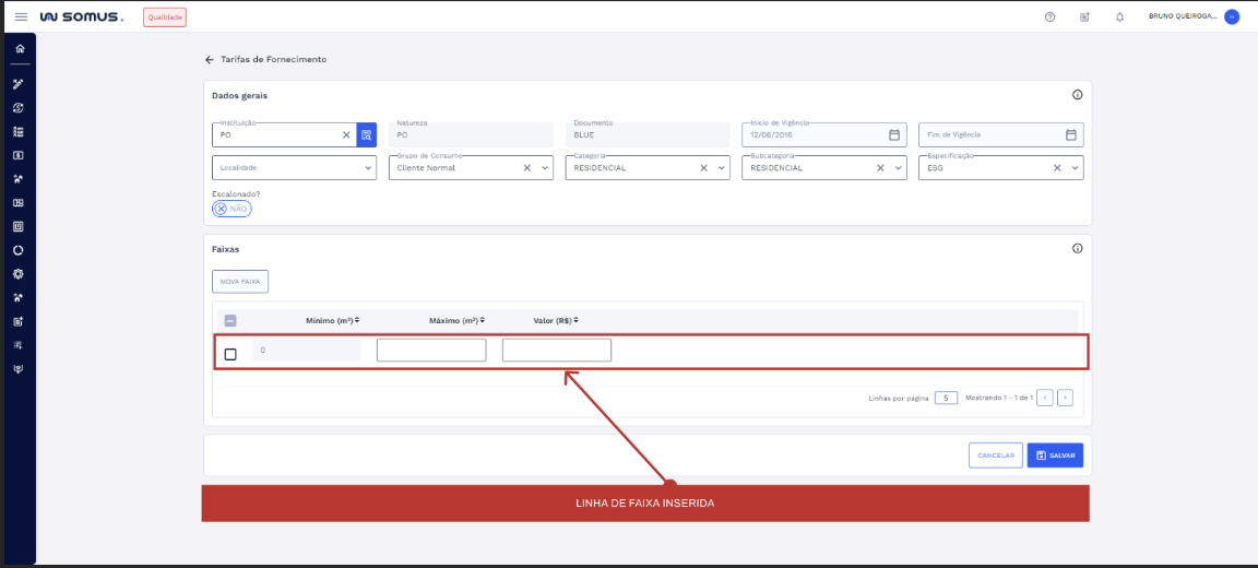 Figura 25: Faixa inserida