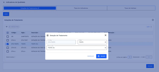 Figura 25: Janela em modo edição - Estação de Tratamento