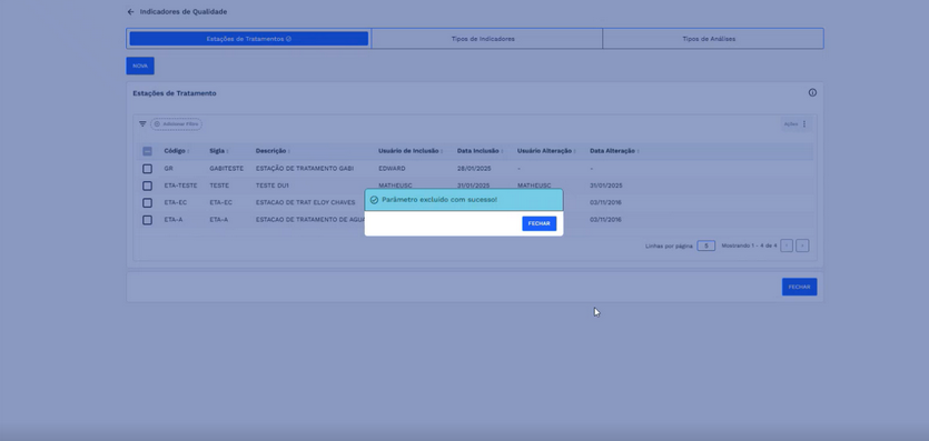 Figura 30: Caixa de diálogo - Sucesso na exclusão