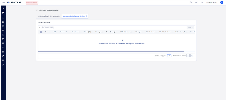 Figura 26: Aba Manutenção de Faturas Avulsas