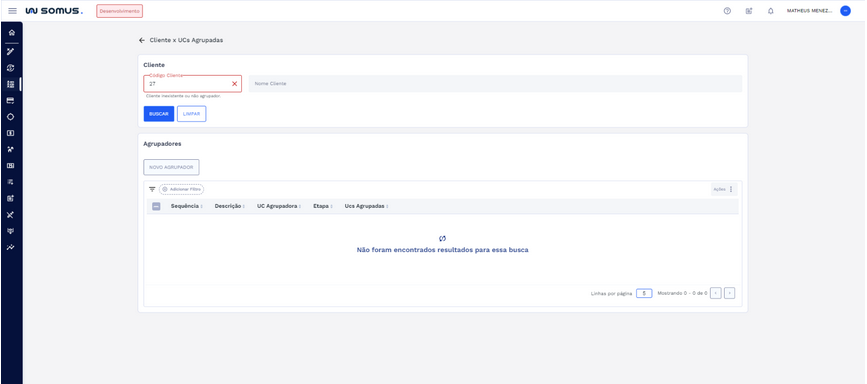 Figura 4: Cliente inexistente ou não agrupador