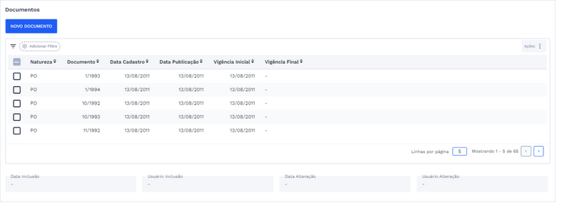 Figura 4: Seção - Documentos