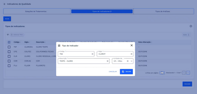 Figura 46:  Janela de cadastro preenchida - Botão salvar ativado
