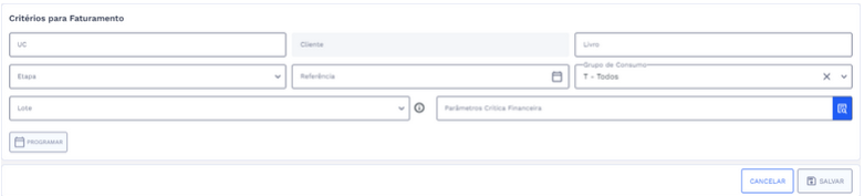 Figura 5: Seção - Critérios para Faturamento
