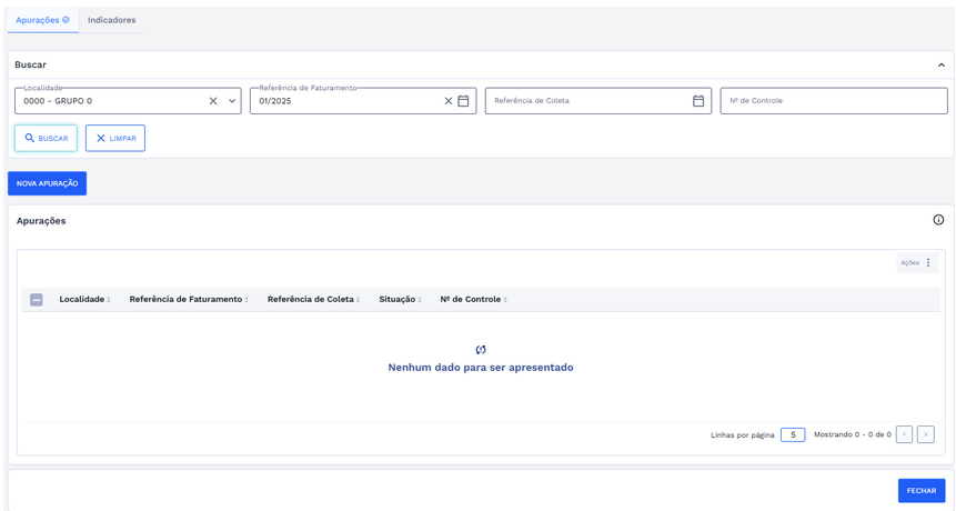Figura 5: Resultado da Busca – Dados não encontrados