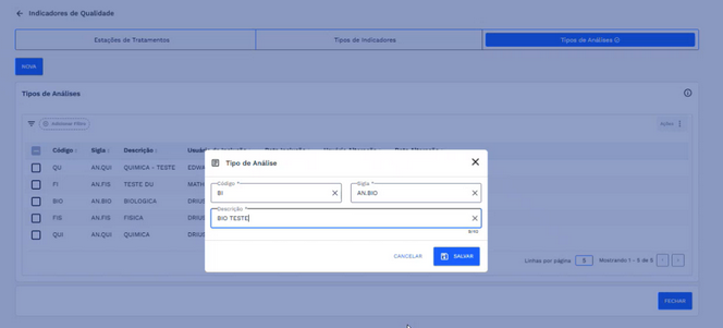 Figura 59:  Janela de cadastro preenchida - Botão salvar ativado