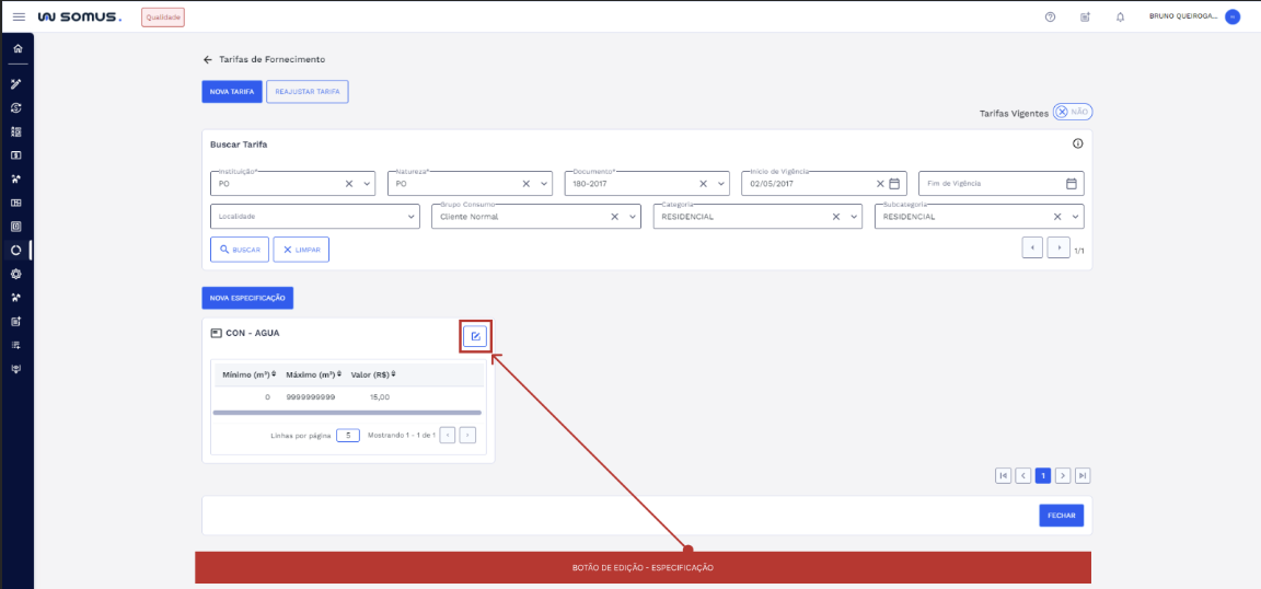 Figura 6: Editar Especificação
