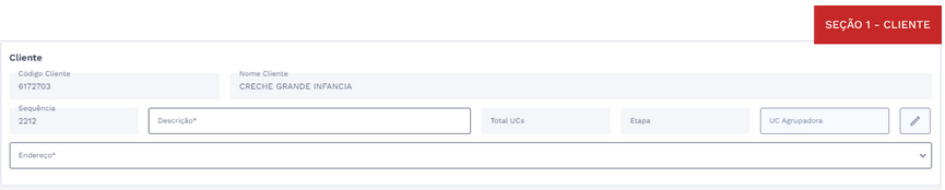 Figura 6: Seção cliente – Modo Inclusão