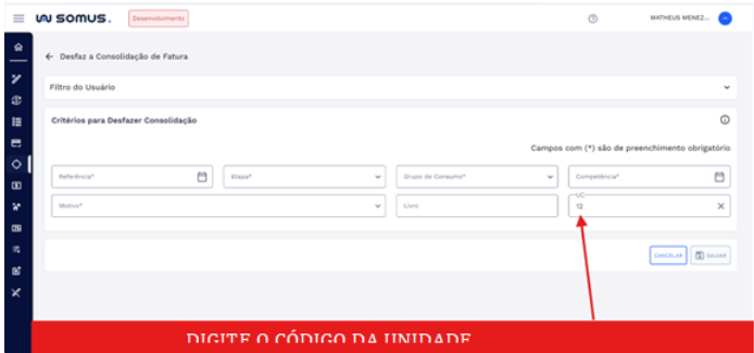 Figura 6: Digite o número da UC