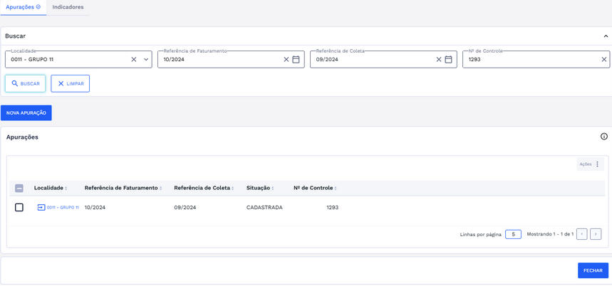Figura 6: Resultado da Busca – Tabela preenchida