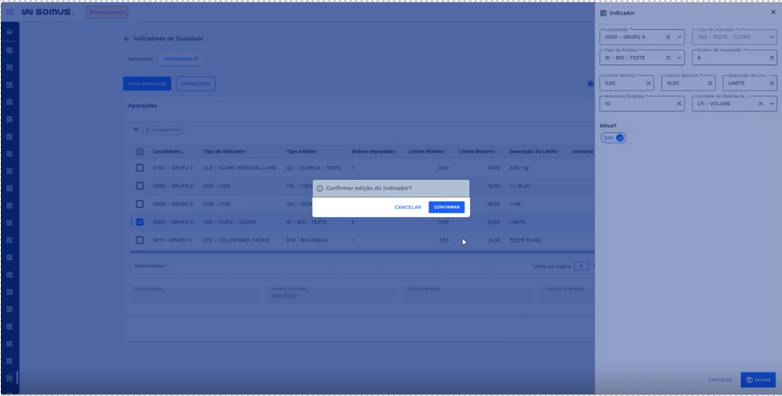 Figura 66: Caixa de diálogo - Confirmação de edição