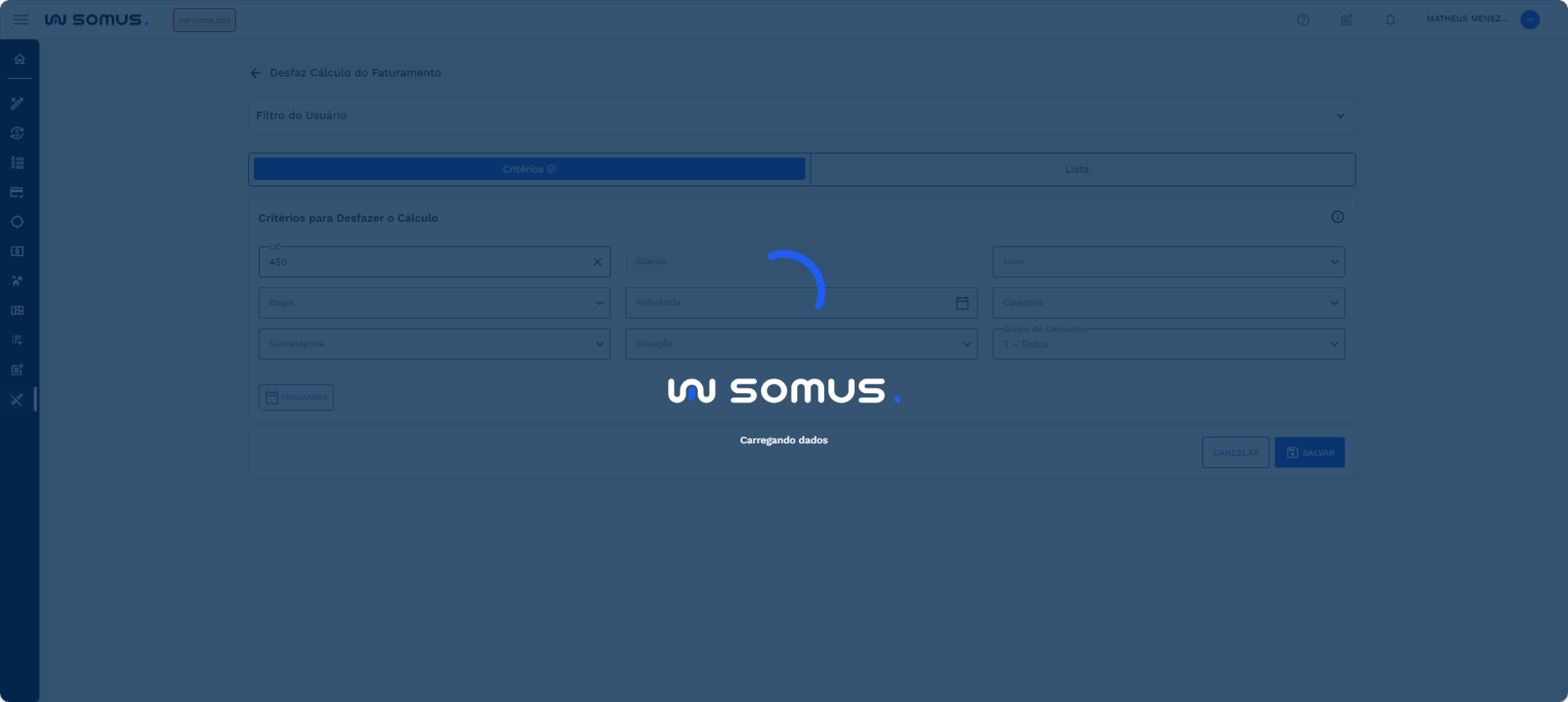 Figura 7: Carregando dados da UC
