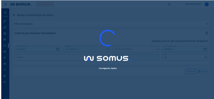 Figura 7: Carregando dados da UC