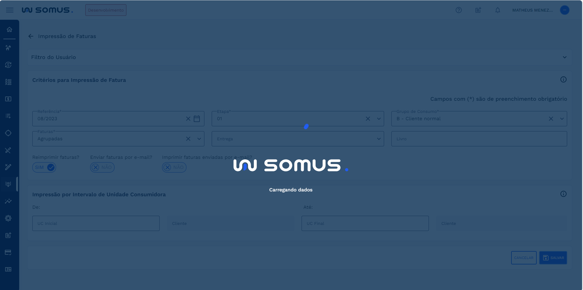 Carregamento das Faturas