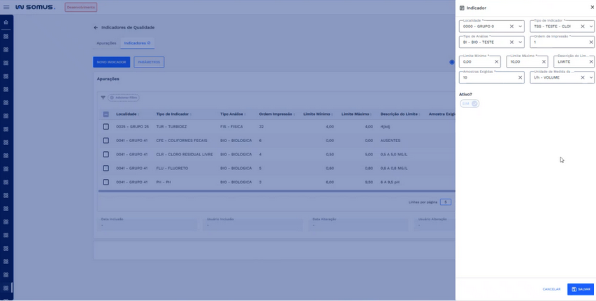 Figura 70:  Janela de cadastro preenchida - Botão salvar ativado