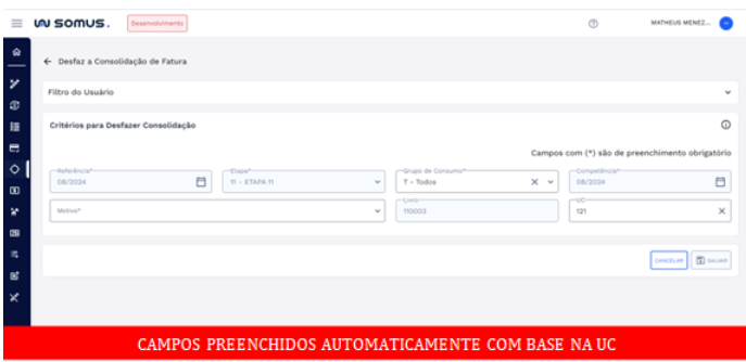 Figura 8: Campos carregados automaticamente