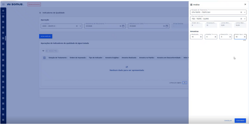 Figura 80:  Janela de cadastro preenchida - Botão confirmar ativado