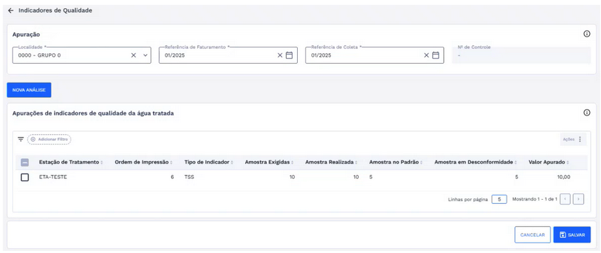 Figura 84:  Dados da Apuração preenchidos - Botão salvar ativado
