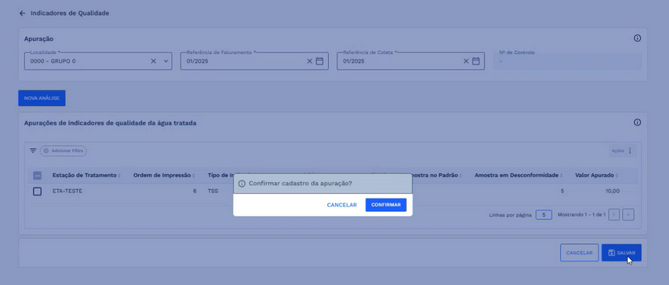 Figura 85: Caixa de diálogo - Confirmação do cadastro