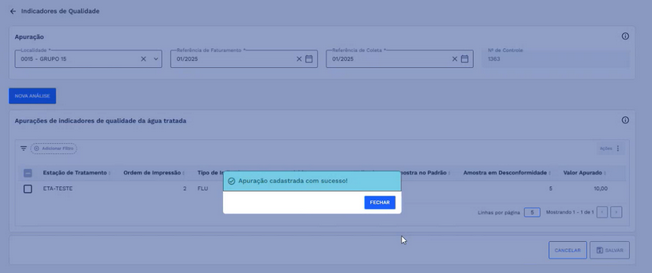 Figura 86: Caixa de diálogo - Sucesso no cadastro